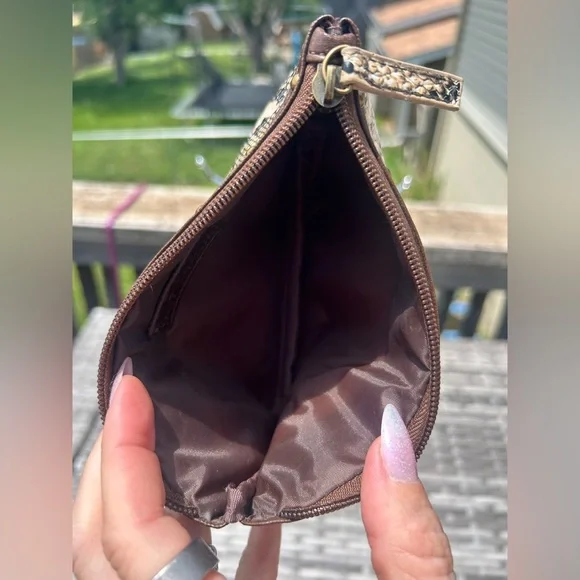 DSW Vegan Snakeskin Clutch Pouch Cosmetic Bag - Picture 8 of 9